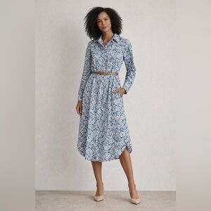H&M Cotton Blue Floral Patterned Dress